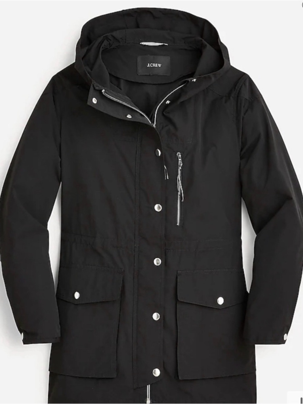 J. Crew Relaxed Perfect Lightweight Jacket Hooded Black Water Resistant Size 3X